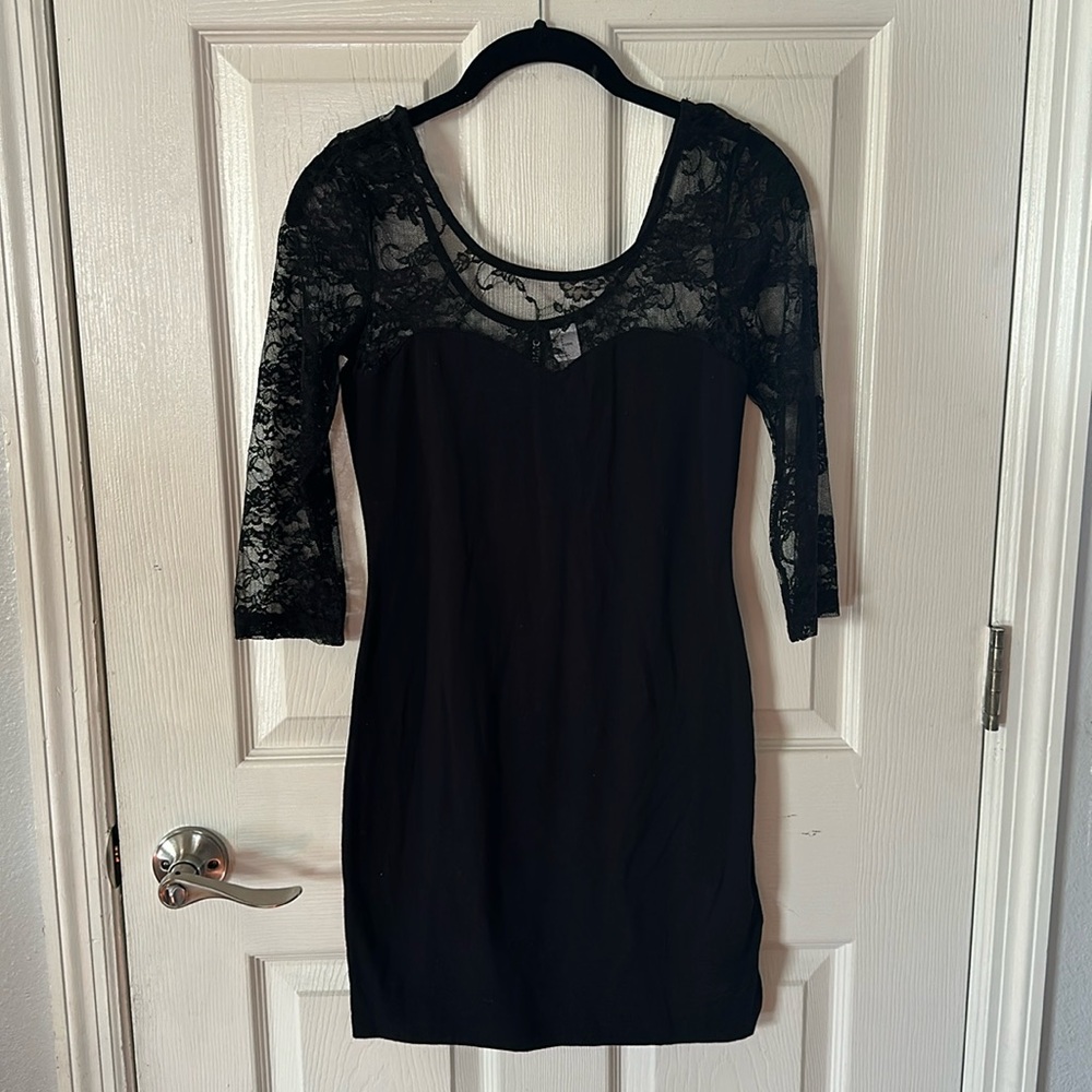 Black lace mini dress NWT